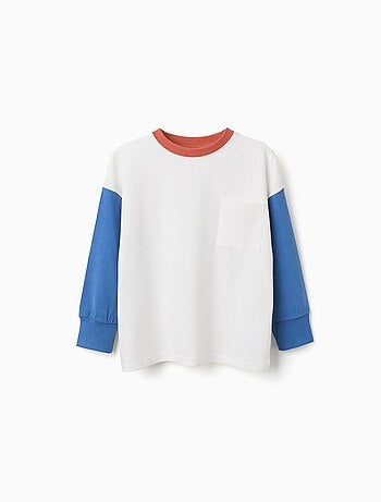 Camiseta de manga larga de algodón con bolsillo