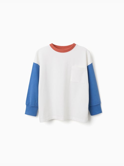 Camiseta de manga larga de algodón con bolsillo - Kiabi