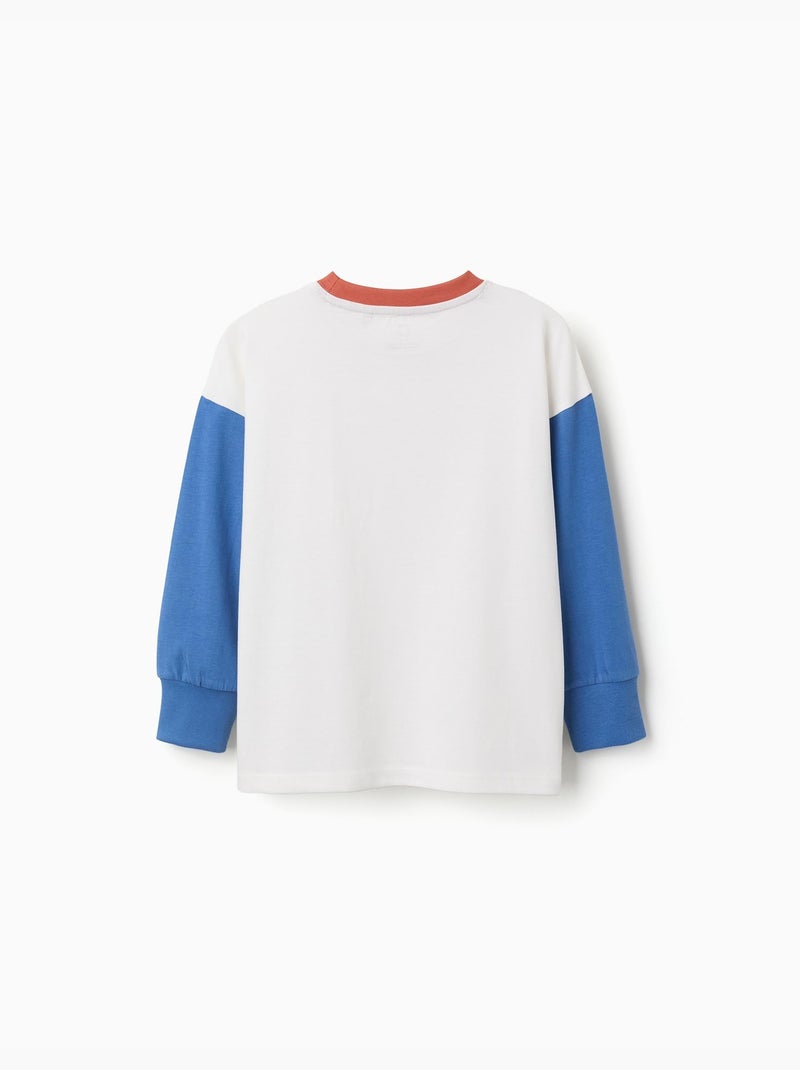 Camiseta de manga larga de algodón con bolsillo Azul Azul - Kiabi