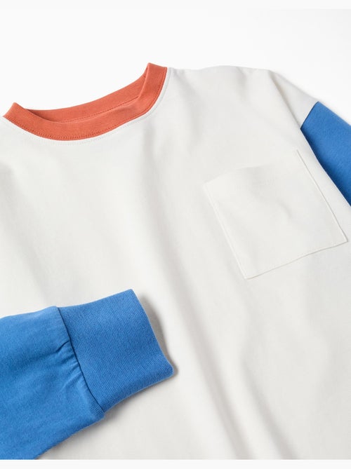 Camiseta de manga larga de algodón con bolsillo - Kiabi