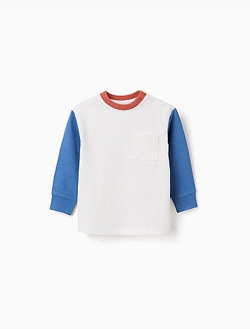 Camiseta de manga larga de algodón con bolsillo