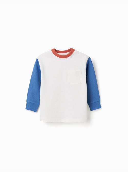 Camiseta de manga larga de algodón con bolsillo - Kiabi Camiseta de manga larga de algodón con bolsillo - Kiabi