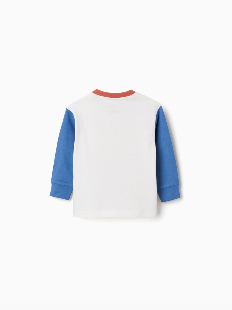 Camiseta de manga larga de algodón con bolsillo Azul Azul - Kiabi