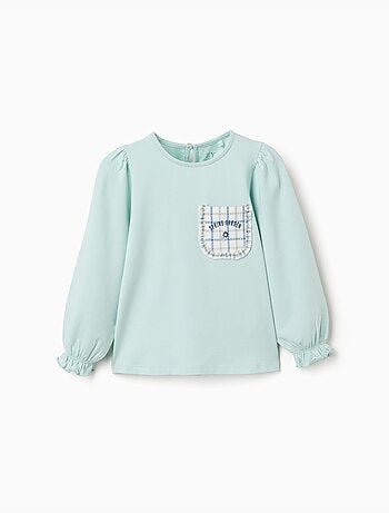 Camiseta de manga larga de algodón con bolsillo