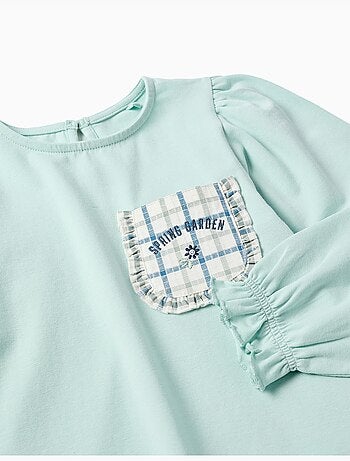 Camiseta de manga larga de algodón con bolsillo