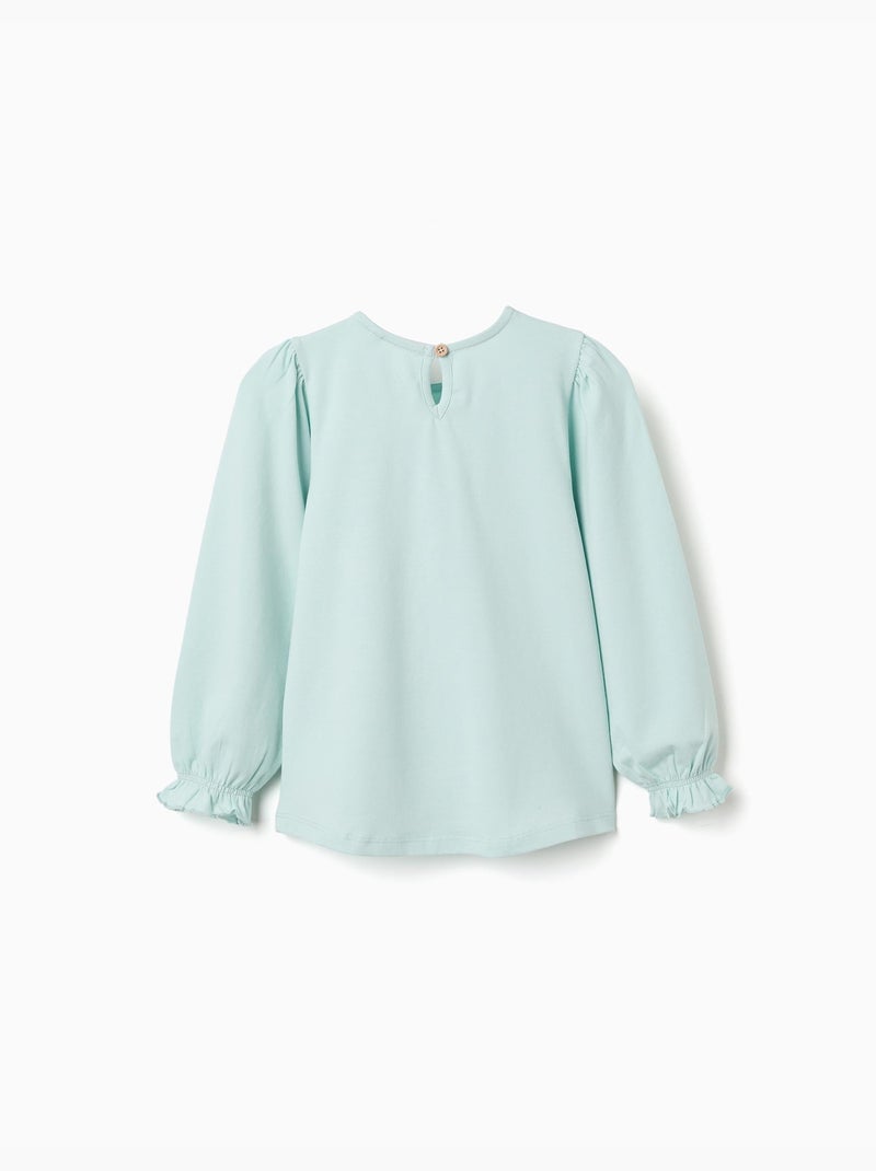 Camiseta de manga larga de algodón con bolsillo Azul claro - Kiabi