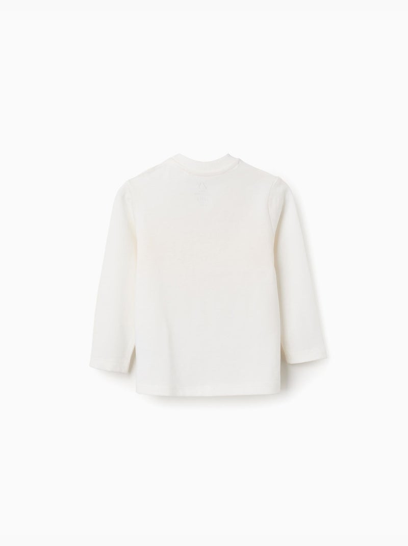 Camiseta de manga larga de algodón con estampado Blanco - Kiabi
