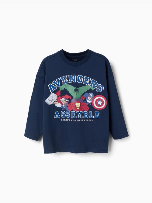 Camiseta de manga larga de algodón con estampado de Avengers - Kiabi Camiseta de manga larga de algodón con estampado de Avengers - Kiabi