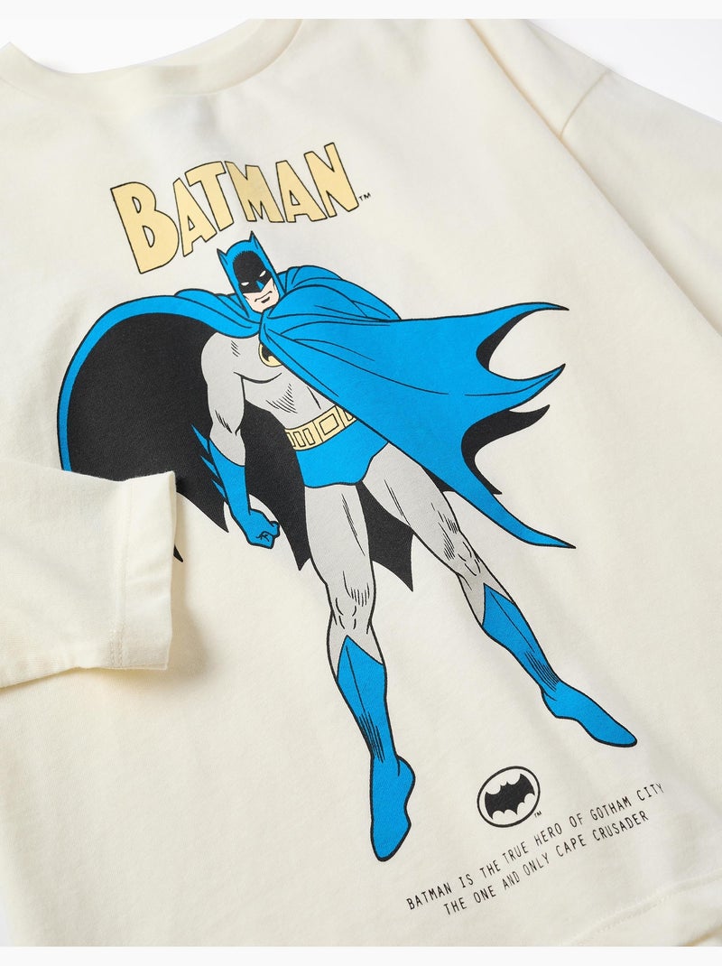 Camiseta de manga larga de algodón con estampado de batman Blanco - Kiabi
