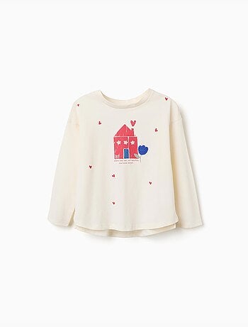 Camiseta de manga larga de algodón con estampado de flores