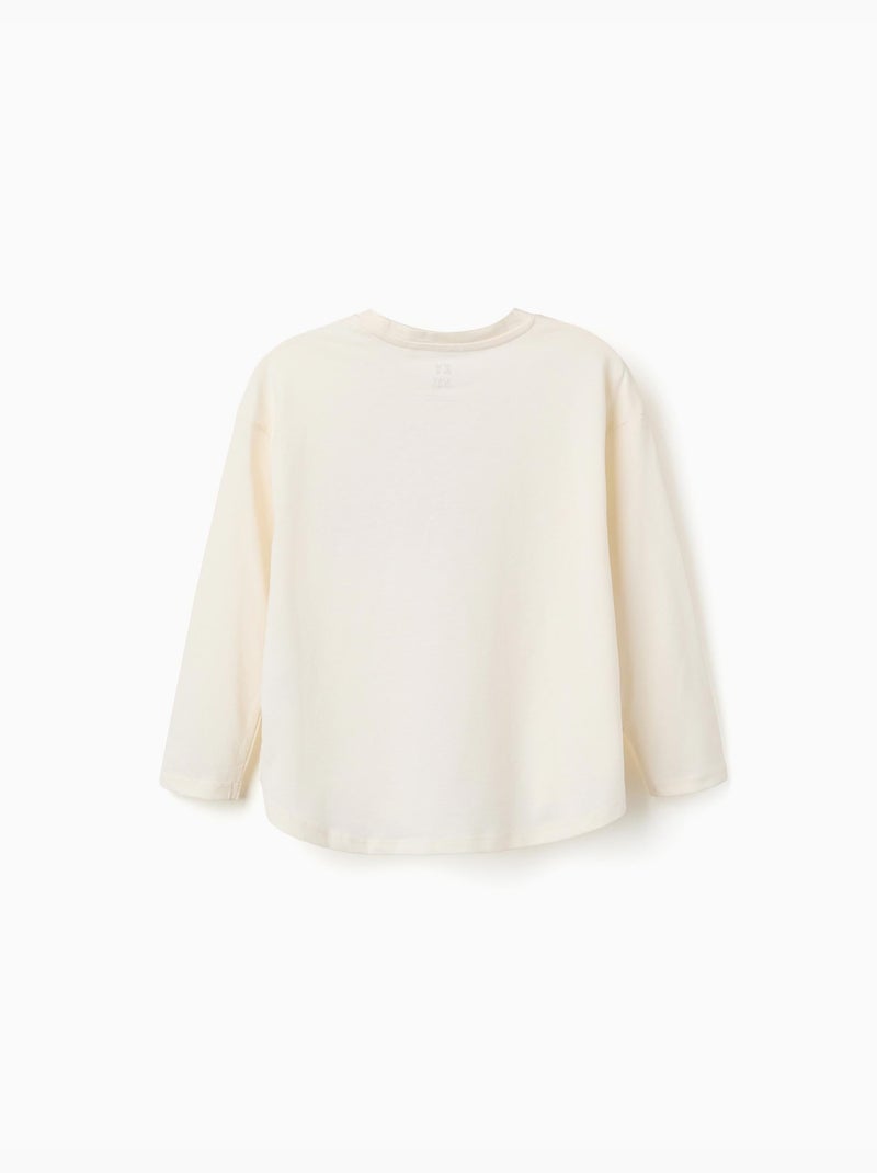 Camiseta de manga larga de algodón con estampado de casa Blanco - Kiabi