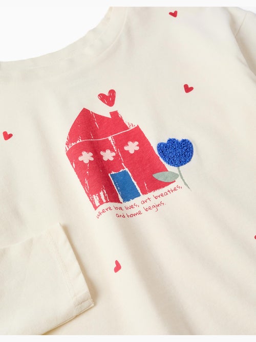 Camiseta de manga larga de algodón con estampado de casa - Kiabi