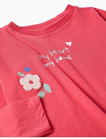 Camiseta de manga larga de algodón con estampado de flores