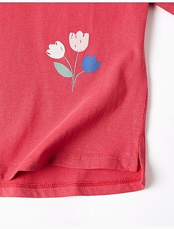 Camiseta de manga larga de algodón con estampado de flores