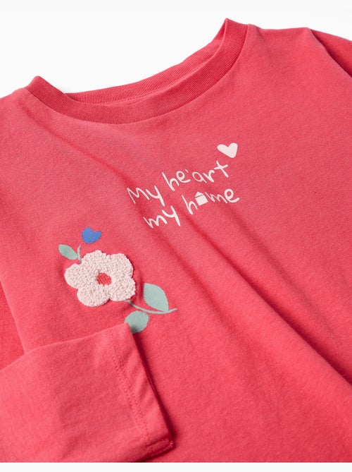 Camiseta de manga larga de algodón con estampado de flores - Kiabi