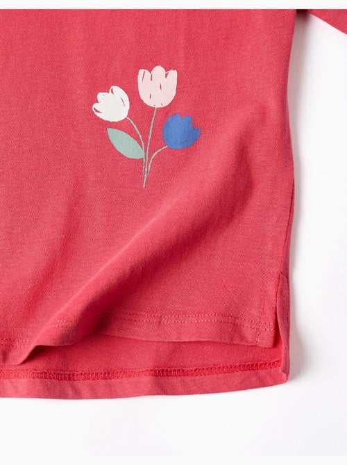 Camiseta de manga larga de algodón con estampado de flores - Kiabi