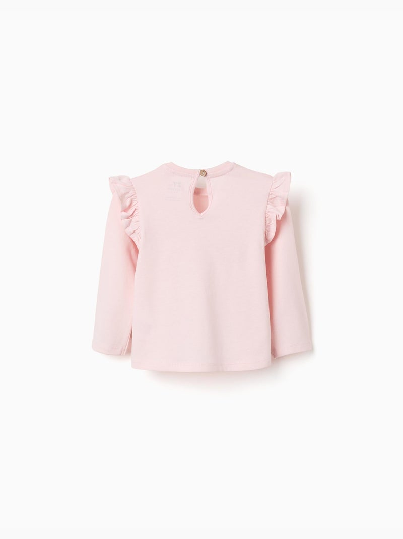 Camiseta de manga larga de algodón con estampado de flores Rosa - Kiabi