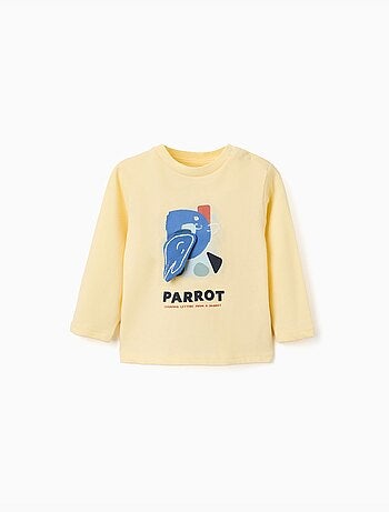 Camiseta de manga larga de algodón con estampado de loro