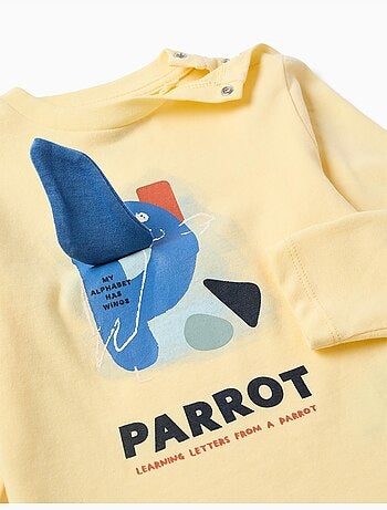 Camiseta de manga larga de algodón con estampado de loro