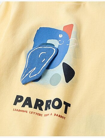 Camiseta de manga larga de algodón con estampado de loro