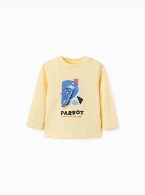 Camiseta de manga larga de algodón con estampado de loro - Kiabi Camiseta de manga larga de algodón con estampado de loro - Kiabi