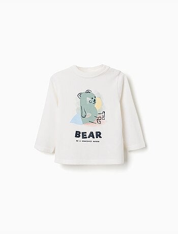 Camiseta de manga larga de algodón con estampado de oso