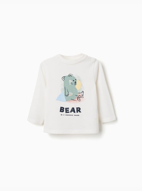 Camiseta de manga larga de algodón con estampado de oso - Kiabi Camiseta de manga larga de algodón con estampado de oso - Kiabi