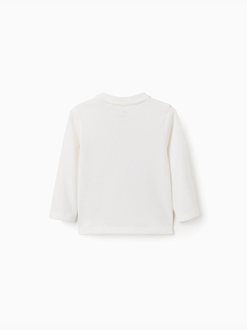 Camiseta de manga larga de algodón con estampado de oso Blanco - Kiabi
