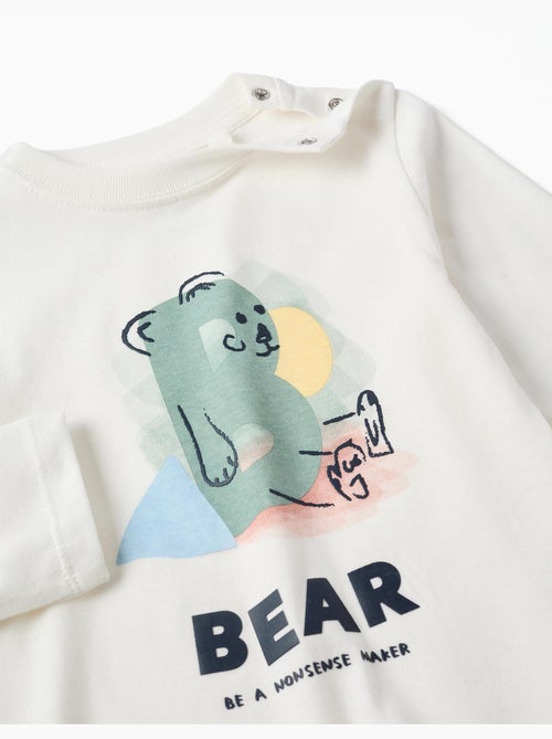 Camiseta de manga larga de algodón con estampado de oso - Kiabi Camiseta de manga larga de algodón con estampado de oso - Kiabi