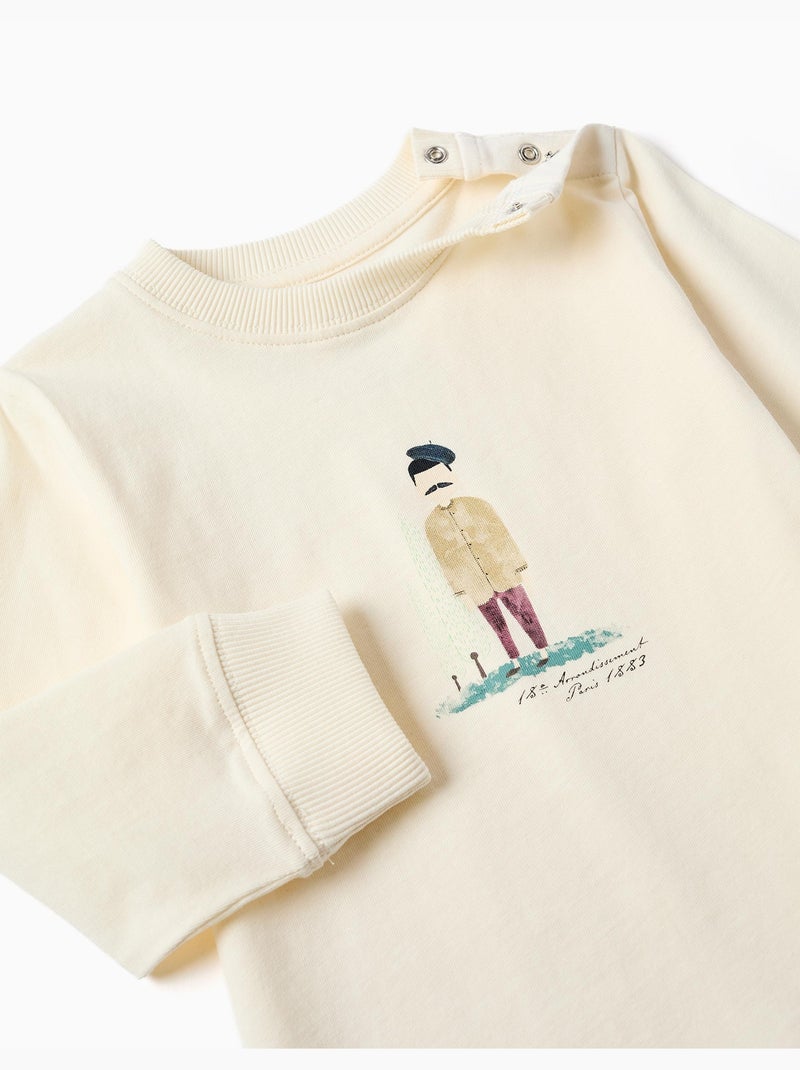 Camiseta de manga larga de algodón con estampado de pintor Blanco - Kiabi
