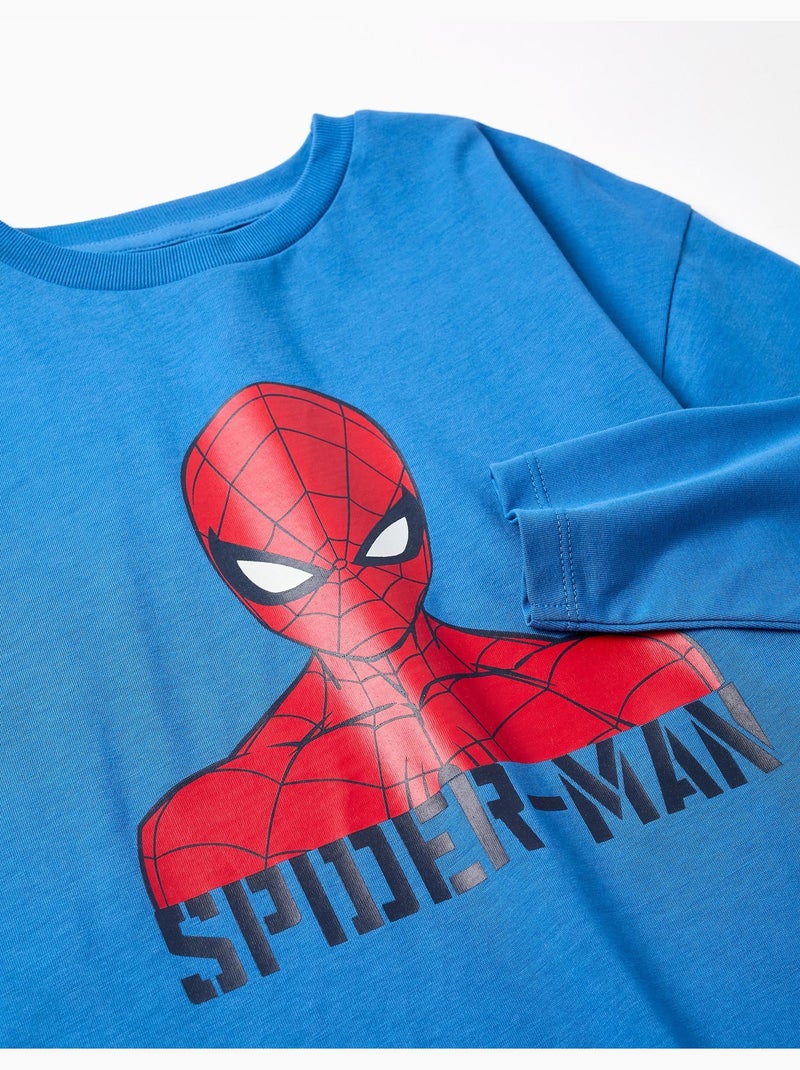 Camiseta de manga larga de algodón con estampado de Spider-Man Azul Azul - Kiabi