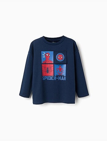 Camiseta de manga larga de algodón con estampado de Spider-Man