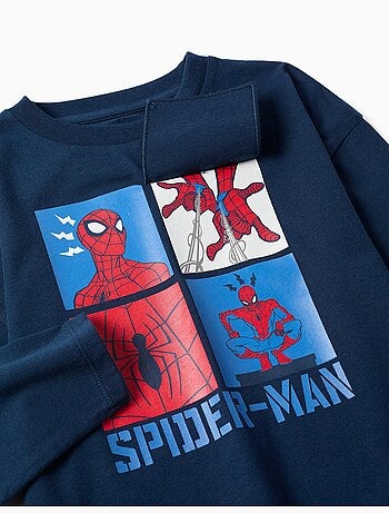 Camiseta de manga larga de algodón con estampado de Spider-Man