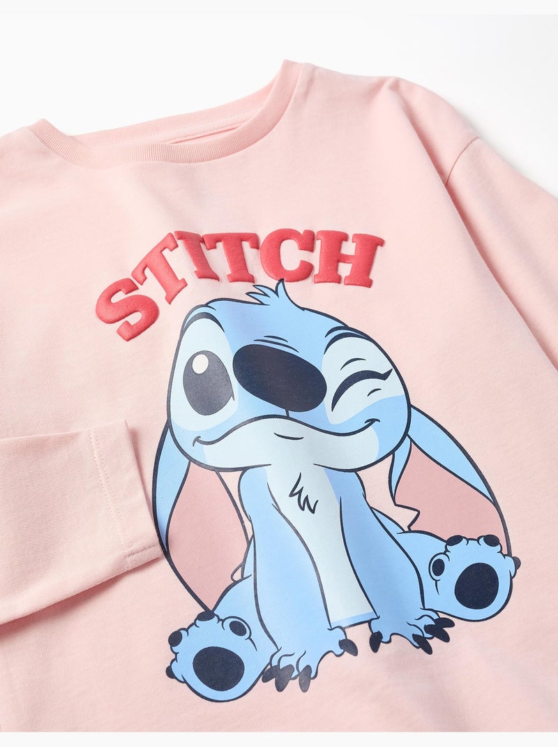 Camiseta de manga larga de algodón con estampado de stitch Rosa - Kiabi
