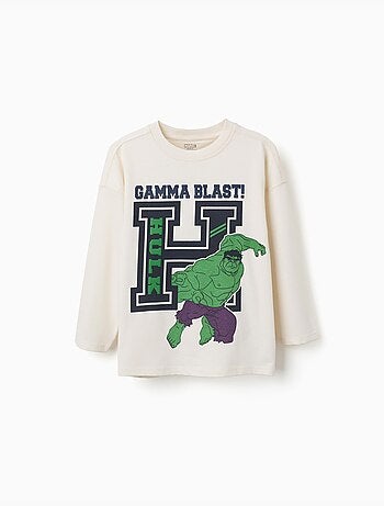 Camiseta de manga larga de algodón con estampado en relieve de Hulk