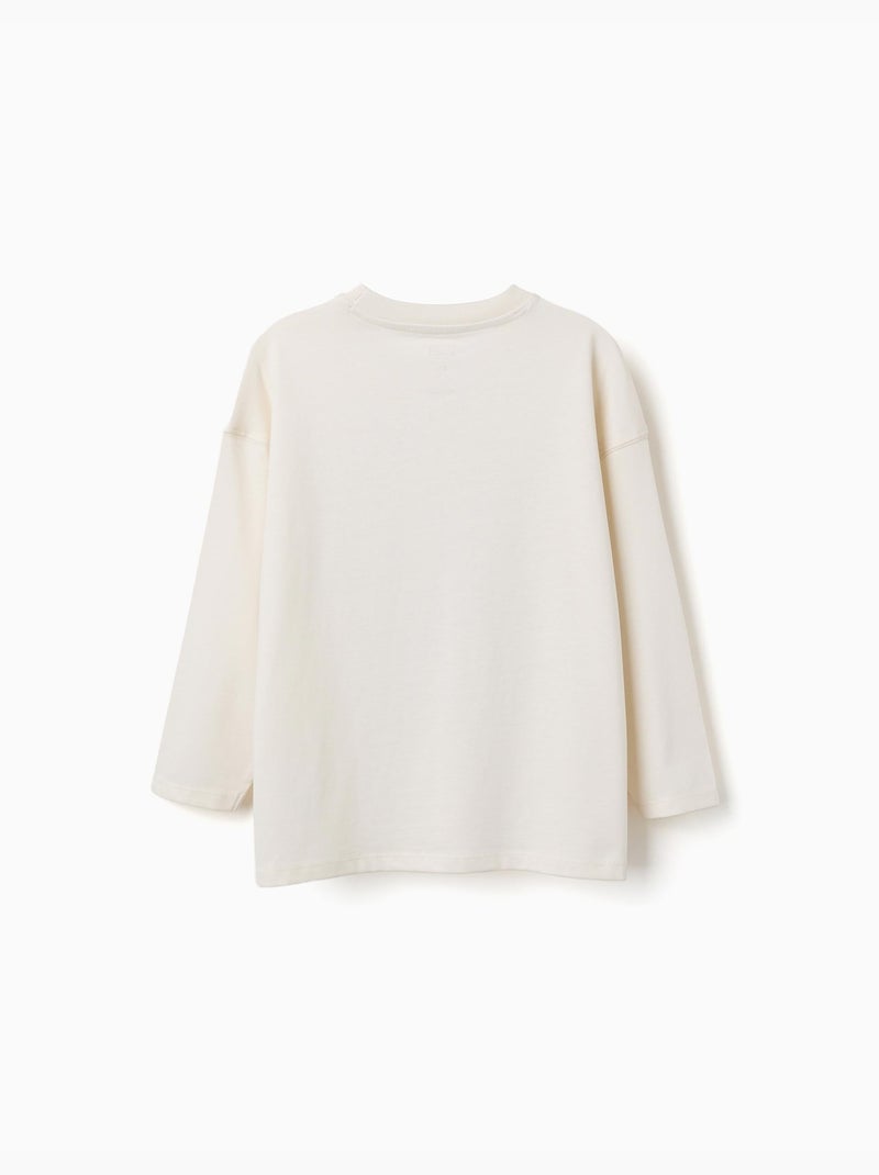 Camiseta de manga larga de algodón con estampado en relieve de Hulk Blanco - Kiabi