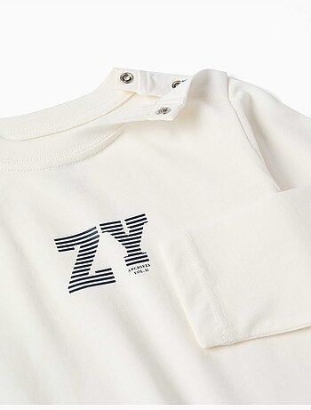 Camiseta de manga larga de algodón con estampado en relieve ZY