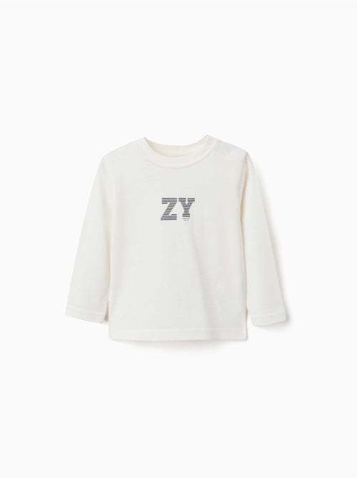 Camiseta de manga larga de algodón con estampado en relieve ZY - Kiabi