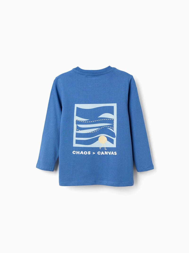 Camiseta de manga larga de algodón con estampado Making Art Azul Azul - Kiabi