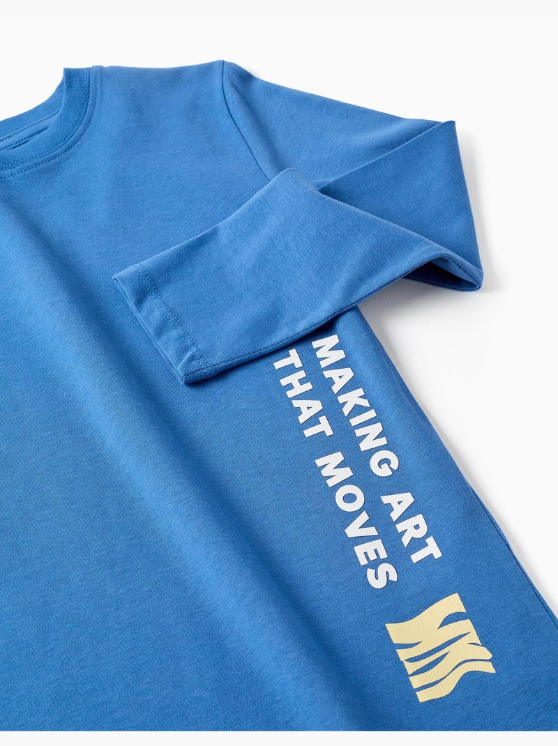 Camiseta de manga larga de algodón con estampado Making Art Azul Azul - Kiabi