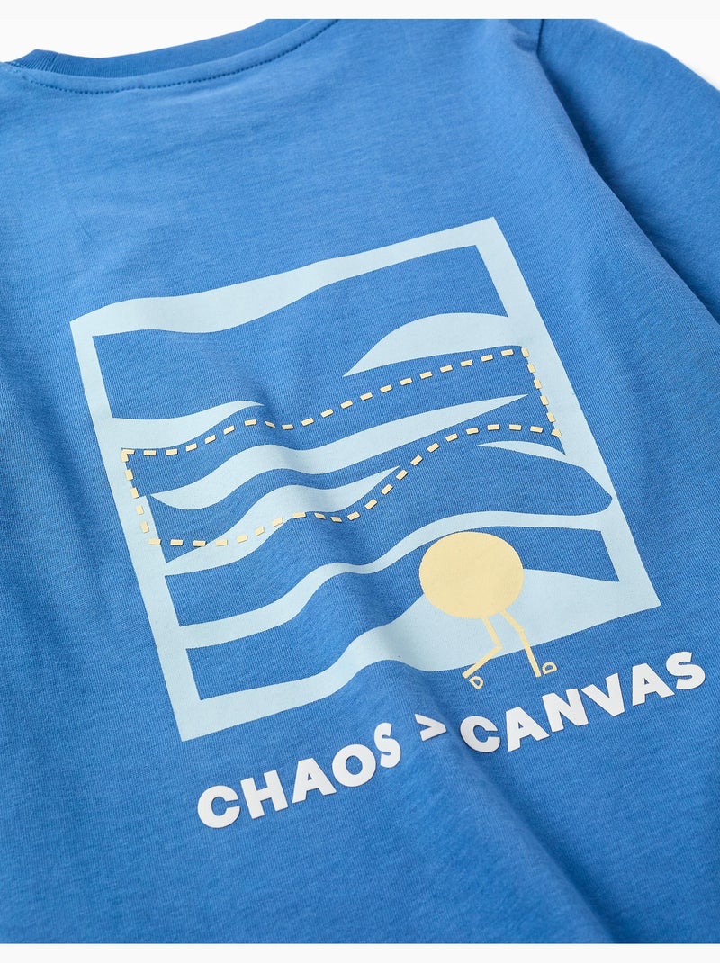 Camiseta de manga larga de algodón con estampado Making Art Azul Azul - Kiabi