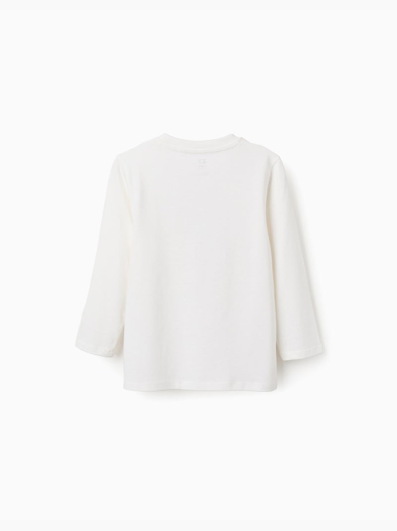 Camiseta de manga larga de algodón con estampado Shapes Blanco - Kiabi