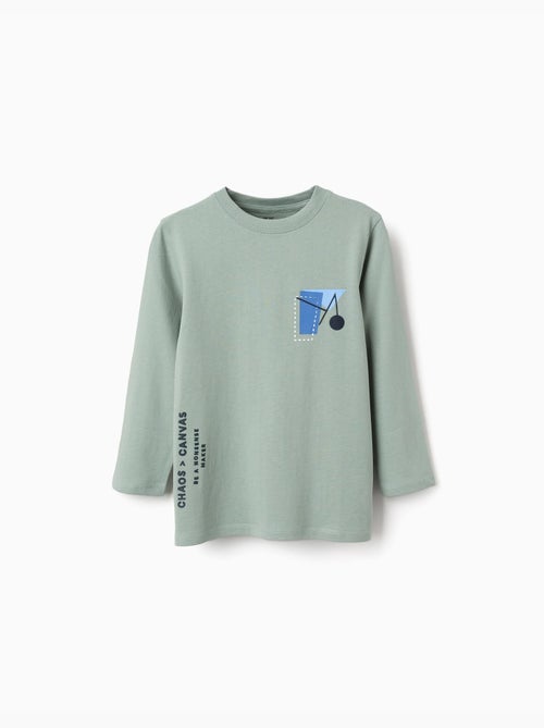Camiseta de manga larga de algodón con estampado Shapes - Kiabi