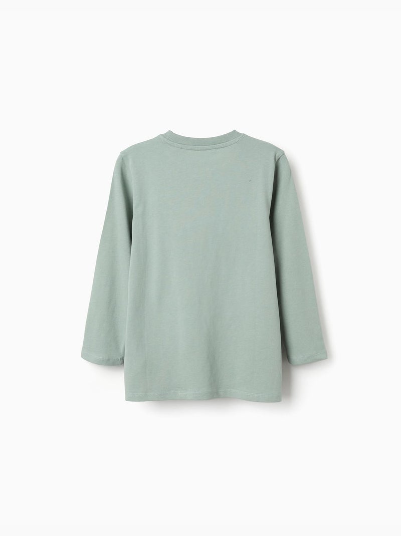 Camiseta de manga larga de algodón con estampado Shapes Verde - Kiabi