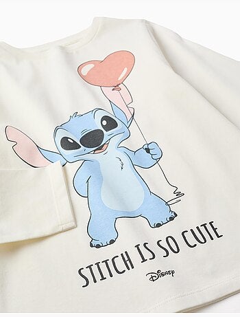 Camiseta de manga larga de algodón con estampado stitch is cute