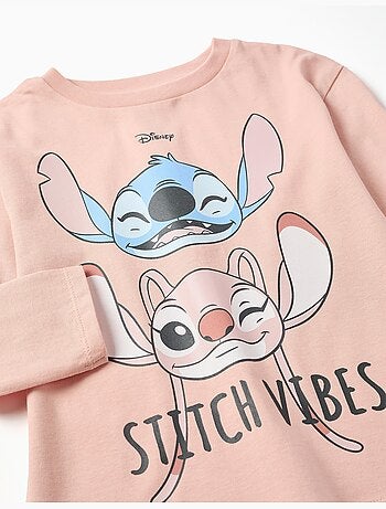 Camiseta de manga larga de algodón con estampado stitch vibes