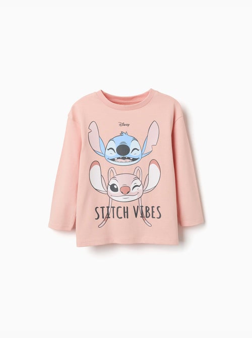 Camiseta de manga larga de algodón con estampado stitch vibes - Kiabi Camiseta de manga larga de algodón con estampado stitch vibes - Kiabi