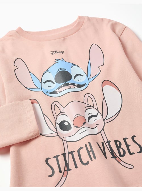 Camiseta de manga larga de algodón con estampado stitch vibes - Kiabi Camiseta de manga larga de algodón con estampado stitch vibes - Kiabi