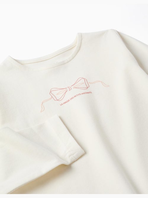 Camiseta de manga larga de algodón con estampado y dobladillo con volantes - Kiabi