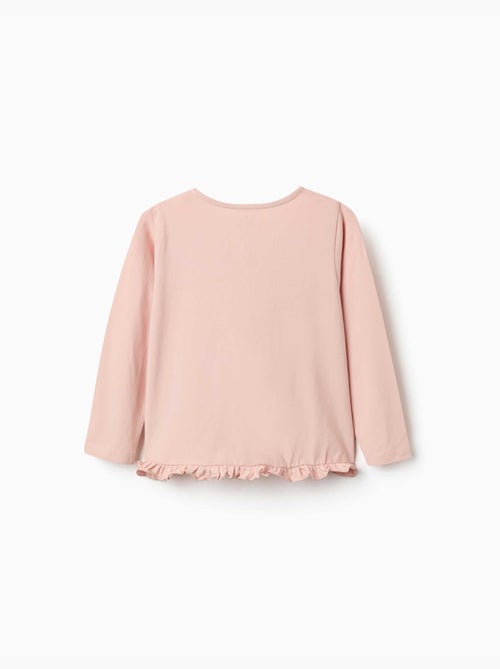 Camiseta de manga larga de algodón con estampado y dobladillo con volantes - Kiabi Camiseta de manga larga de algodón con estampado y dobladillo con volantes - Kiabi